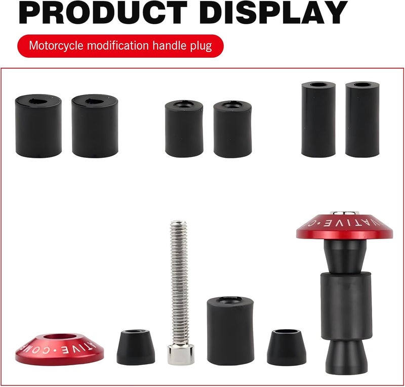 pinflaw Pack of 2 Motorcycle Handle Plug Accessories, Handlebar Grip Plugs, 7/8" Modified Handlebar Plug, Universal for Motorcycles (Black) - Image 2